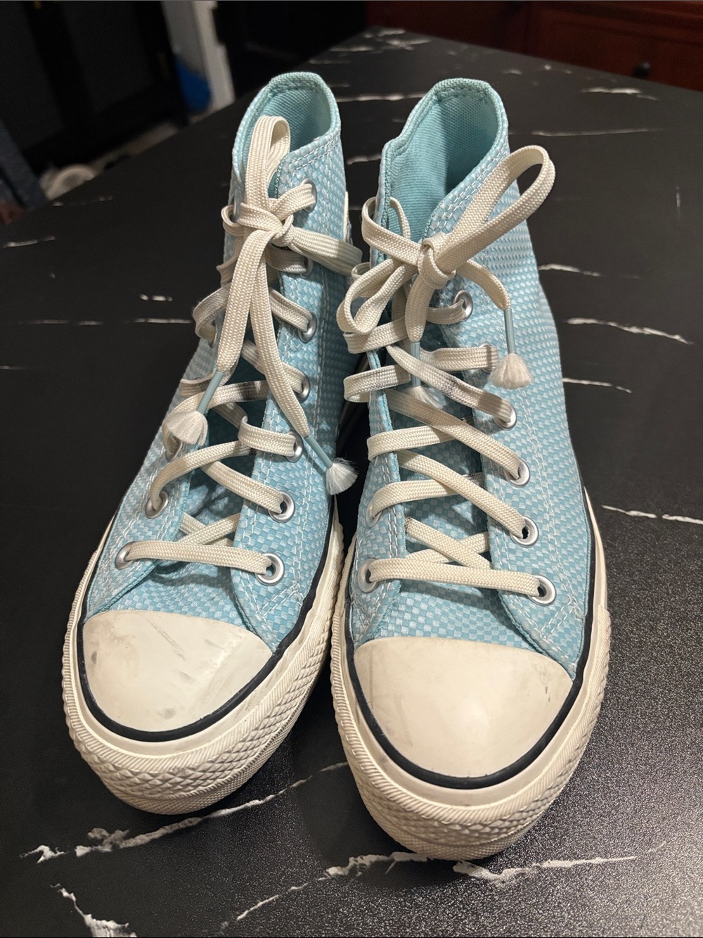 Converse light blue checkered High-Top Chuck Taylor lift Sneakers
